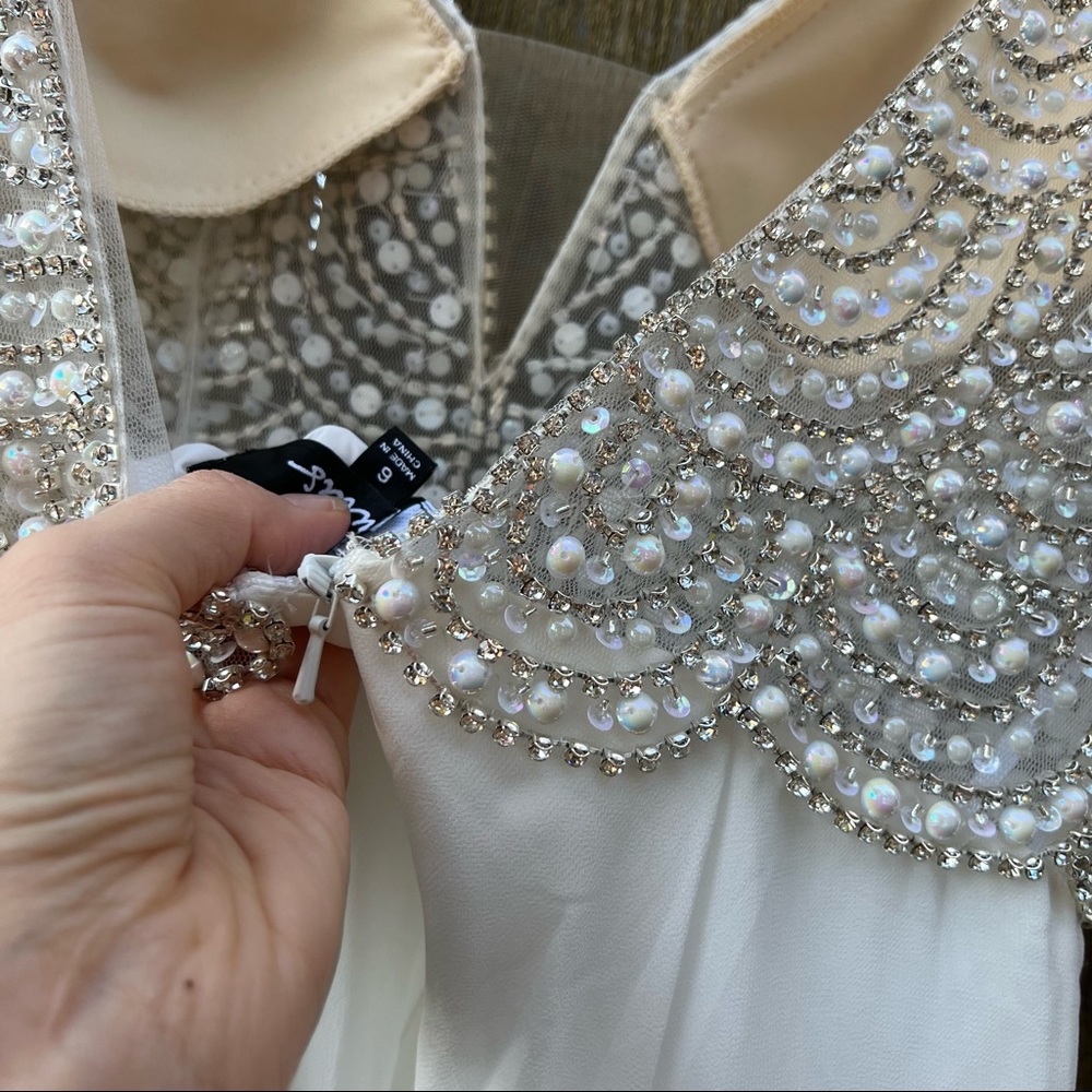 White True Love Beaded Rhinestone Wedding Gown 🌿 - Picture 12 of 13